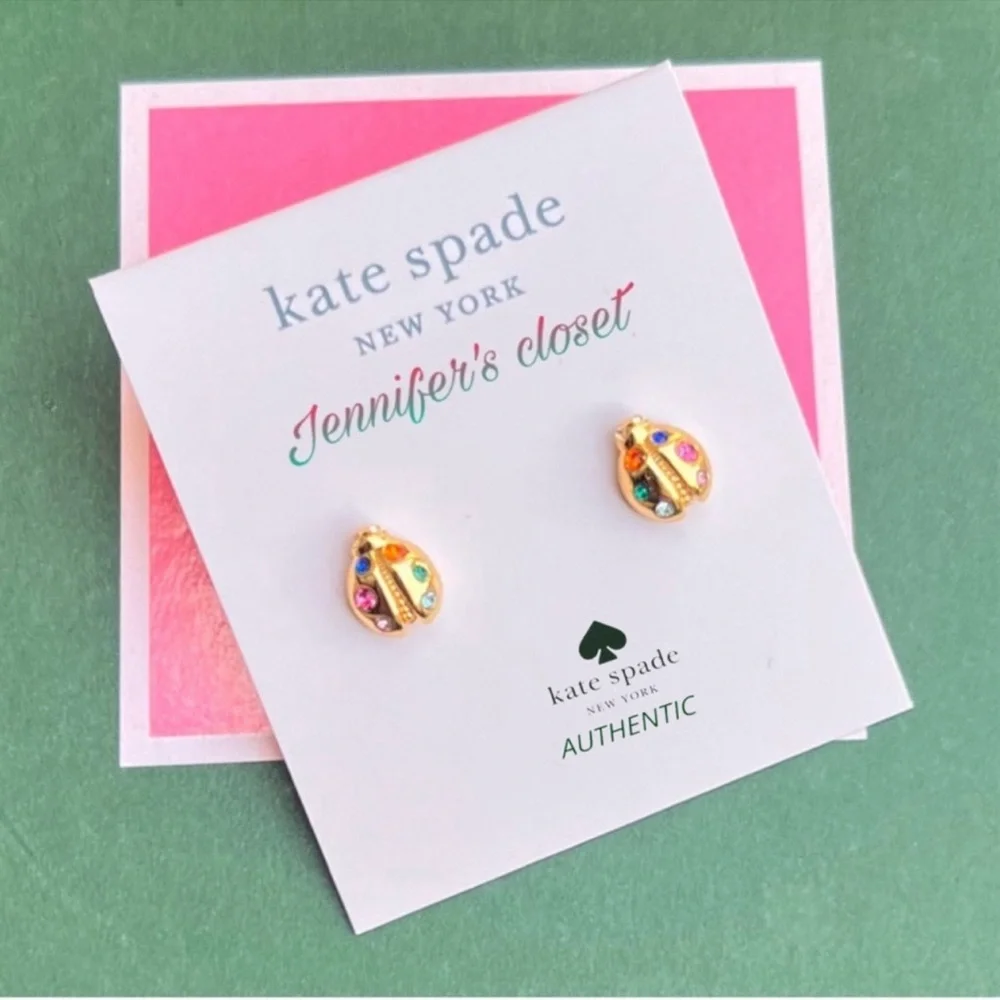 Kate Spade Earrings / Cz Gold-Tone Ladybug Stud Earrings NWT